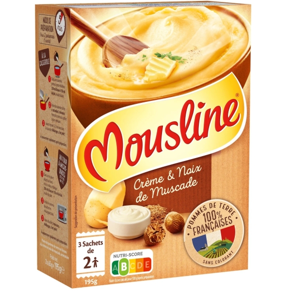 Purée Mousline Crème et Noix de muscade - 195g [DLUO 30/04/2024]